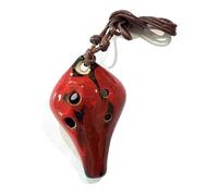 Ocarina Ocarina A 6 Fori Fatta A Mano Con Finitura Lucida Cotta In Forno E Piccola Forma A Goccia D'acqua(Red)