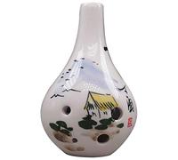 ocarina， Ocarina in argilla a 6 fori contralto in Do for principianti, for imparare a suonare, con custodia in tessuto + cordino + panno for la pulizia(White H)