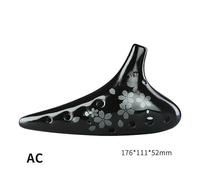 Ocarina principianti Flauto Ocarina Strumenti Musicali In Ceramica Del Tempo Flauto A Traversa 12 Fori(B Black)
