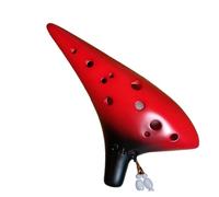 ocarina professionale Chiave rossa e nera di Ocarina a 12 fori in Do alto per i principianti da suonare in un solo passaggio