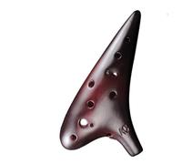 ocarina professionale Ocarina affumicata a 12 fori ocarina dal colore originale retrò chiave di Do contralto tono accurato con materiale didattico(3/4)