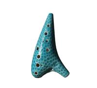 ocarina professionale Ocarina in ceramica blu 12 fori tasto C contralto AC musica ocarina con motivo a onde creative