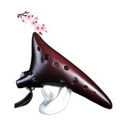 ocarina professionale Popolare modello in ceramica affumicata con migliore qualità del suono ocarina a 12 fori per principianti chiave di Do contralto(Color:Red)