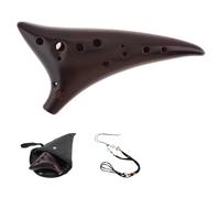 Ocarina Strumento In Ceramica Affumicata Contralto A 12 Fori In Do Maggiore Con Tracolla E Custodia Per Il Trasporto(C)
