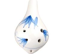 Ocarina Strumento Musicale In Ceramica Per Principianti Ocarina Contralto In Do Piccola Dipinta A 6 Fori 2 Colori(Blue)