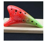 Ocarina Strumento Musicale Musical In Stile Stellato Ocarina Alto C In Ceramica Multicolore A 12 Fori Con Custodia Protettiva Per Spartito Musicale(Red-green)