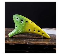 Ocarina Strumento Musicale Musical In Stile Stellato Ocarina Alto C In Ceramica Multicolore A 12 Fori Con Custodia Protettiva Per Spartito Musicale(Green-yellow)