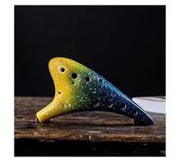 Ocarina Strumento Musicale Musical In Stile Stellato Ocarina Alto C In Ceramica Multicolore A 12 Fori Con Custodia Protettiva Per Spartito Musicale(Yellow-blue)