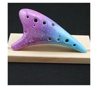 Ocarina Strumento Musicale Musical In Stile Stellato Ocarina Alto C In Ceramica Multicolore A 12 Fori Con Custodia Protettiva Per Spartito Musicale(Purple-blue)