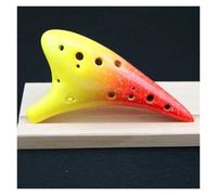 Ocarina Strumento Musicale Musical In Stile Stellato Ocarina Alto C In Ceramica Multicolore A 12 Fori Con Custodia Protettiva Per Spartito Musicale(Yellow-red)