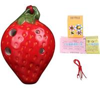 Ocarine Creativo Tweeter a 4 fori in terracotta a forma di frutta Ocarina, principianti a forma di limone a forma di fragola Pratica strumenti a fiato, scatola di imballaggio + cordino + materiale did