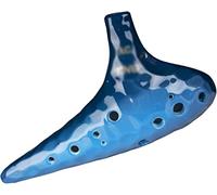 Ocarine I principianti a 12 buche si esercitano a suonare l'ocarina smaltata incrinata, strumenti a fiato in argilla a forma di sottomarino creativi, regali for gli amanti della musica(Blue,SF)