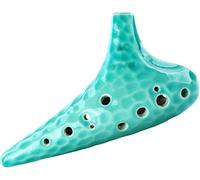 Ocarine I principianti a 12 buche si esercitano a suonare l'ocarina smaltata incrinata, strumenti a fiato in argilla a forma di sottomarino creativi, regali for gli amanti della musica(Green,AC)
