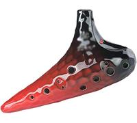 Ocarine I principianti a 12 buche si esercitano a suonare l'ocarina smaltata incrinata, strumenti a fiato in argilla a forma di sottomarino creativi, regali for gli amanti della musica(Red,SG)