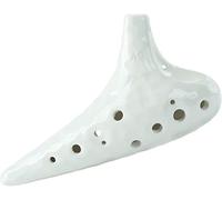 Ocarine I principianti a 12 buche si esercitano a suonare l'ocarina smaltata incrinata, strumenti a fiato in argilla a forma di sottomarino creativi, regali for gli amanti della musica(White,SC)