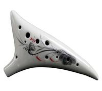 Ocarine Ocarina 12 fori Ocarina in ceramica intagliata a mano squisita pittura floreale Alto C strumento Ocarina regalo elegante Classico