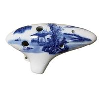 Ocarine Ocarina a 6 fori in porcellana di tono medio Ac blu e bianco for studenti principianti for suonare un comodo strumento musicale Gente