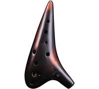 Ocarine Ocarina in ceramica, i principianti suonano un'ocarina in do contralto a 12 buche, strumento flauto a forma di pistola retrò, processo di combustione affumicato naturale, confezione regalo + s