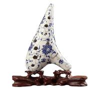 Ocarine Ocarine in porcellana bianca e blu professionale 12 fori Alto C for principianti Ocarine for studio autonomo Strumento for performance Classico (Color : Blue, Size : 18 * 11cm)