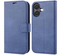 OCASE Custodia per iPhone 16 Plus, Cover iPhone 16 Plus Interno TPU Antiurto Portafoglio, RFID Blocking, Carta Fessura, Supporto Stand, Custodie in Pelle per iPhone 16 Plus (6,7 Pollici) - Denim Blu