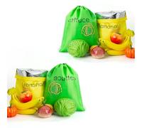 Ocastuted 4 sacchetti per verdure mantengono freschi, sacchetti per conserve di banane con coulisse, sacchetti per banana e lattuga, sacchetti riutilizzabili, sacchetti per la spesa di frutta e