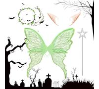 Ocastuted Costume Da Fata Farfalla Per Cosplay,Costume Halloween Ragazze Con Da Farfalla - Elastico Con Ghirlanda Floreale Per Donne, Ragazze E Bambine
