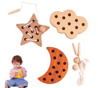 Ocastuted Giocattolo Puzzle con Allacciatura, Giocattoli in Pizzo per Bambini - Set di 3 Giocattoli con Allacciatura a Forma | Giocattoli da Viaggio con Filettatura in Legno, Puzzle educativo con di