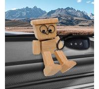 Ocastuted Uomo di legno agitante per auto, bambola di legno con piedi agitanti, ornamento magnetico per auto da uomo, divertenti decorazioni per cruscotto auto, con base magnetica, per auto