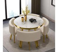 OCAZI Tavolo da Conferenza Rotondo 1 Tavolo E 4 Sedie Set da 5 Pezzi Bar per La Colazione Rotondo Set da Tavolo da Pranzo per Cucina Set da Tavolo E Sedia Rotondi #1 80x75cm/31.5x29.5in(WxH)
