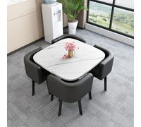 OCAZI tavolo da pranzo,Tavolo da cucina rotondo,1 tavolo 4 sedie 5 set,scrivania,Tavolo da conferenza,Tavolo da svago,Set tavolo e sedia - #34-85x75cm/33.5x29.5in(WxH)