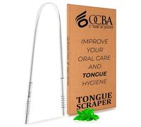 OCBA Raschietto per lingua per la salute orale, in argento naturale, antiruggine, per l'alito fresco, in acciaio inox (1 confezione) (1 confezione)