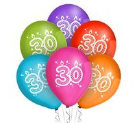 ocballoons 20 Palloncini Compleanno Biodegradabili Colorati in Lattice Kit Festa Made in Italy Addobbi Decorazioni Gonfiabili con Bombola Elio Buon Compleanno (30 Anni)