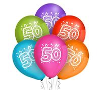 ocballoons 20 Palloncini Compleanno Biodegradabili Colorati in Lattice Kit Festa Made in Italy Addobbi Decorazioni Gonfiabili con Bombola Elio Buon Compleanno (50 anni)