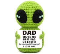 OCCdesign Regalo per papà Lui Positivo Uncinetto Padre Regali di compleanno da Figlia Figlio Marito Stepdad Presenti Apprezzamento Alieno Fatto a mano Crochet Desk Decor con Biglietto Regali Padre