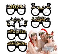 OCCHEDI DI NUOVO ANNO - Frame da 7 pollici | Frame per spettacoli di carta - Black and Gold 2025 Celebration Accessory for Friends, Fun fotografici, per le feste di Capodanno