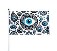 Occhi Blu Malvagi Turchi Garden Flag Resistente Alle Intemperie Bandiere Da Giardino Divertente Bandiera Da Cortile Decorazione Per Esterni Interni Fattoria 90X152Cm