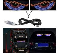 Occhi del diavolo per auto,12cm x 30cm Occhi a LED per auto,Occhi di diavolo luce per auto,Occhi del parabrezza animati a led,Dinamico personalizzato grande occhio luci per parabrezza auto