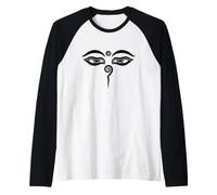 Occhi di Buddha Compassione Buddismo Meditazione Zen Religione Maglia con Maniche Raglan