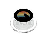 Occhi di gatto con sfondo vintage strisce PopSockets PopGrip per MagSafe