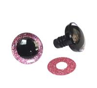 Occhi di sicurezza, 40 occhi di sicurezza per uncinetto 9-40 mm, giocattolo 3D + tessuto non tessuto glitterato, può scegliere dimensioni e colore per decorazioni di Halloween (rosa, 30 mm, 15 pezzi)