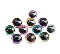 Occhi di sicurezza, 40 occhi di sicurezza per uncinetto, giocattolo 3D da 9-40 mm + tessuto non tessuto glitterato, può scegliere dimensioni e colore per decorazioni di Halloween (colori misti, 9 mm)