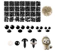 Occhi di sicurezza per Amigurumi, 1000 pezzi, 6-14 mm, occhi e naso di sicurezza per uncinetto in plastica nera, occhi di sicurezza con rondelle, occhi per bambole per animali di peluche, fai da te