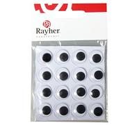 Occhi oscillanti in plastica, adesivi, 15 mm, sacchetto 16 pezzi