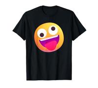 Occhi pazzi selvaggi eccitato Zany Face Emoticon Maglietta
