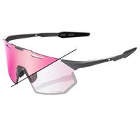 Occhiali 100 hypercraft sq gloss light grey con lenti fotocromatiche rosa dorate a specchio