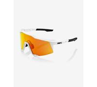 Occhiali 100% Speedcraft bianco nero Soft Tact con lente a specchio HiPER rosso