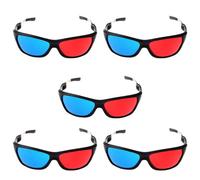 Occhiali 3D anaglifi rosso blu ciano, stile semplice, per film e giochi, confezione da 5 pezzi, versione migliorata