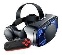 Occhiali 3D VR neri Cuffie per realtà virtuale con gamepad per film 3D VR & giochi VR Sistema anti luce blu regolabile per la cura degli occhi della pupilla per smartphone Android & IOS (B)