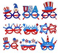 Occhiali 4 luglio, 4 luglio Occhiali da sole | Occhiali da sole patriottici alla moda vintage | Costume 9 paia per sfilate del Giorno 'Indipendenza, barbecue nel cortile, osservazione del gioco