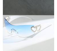 occhiali alla moda con decorazione a cuore e lenti sfumate, accessori da spiaggia, accessori da spiaggia per donne, occhiali per San Valentino, per l'estate, la spiaggia, le vacanze, l'esterno e i via